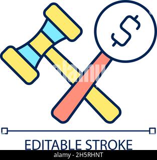Auction RGB color icon Stock Vector