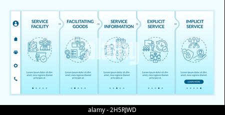 Service characteristics onboarding vector template Stock Vector