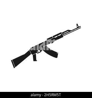 Automatic weapon black icon, isolated vector illustration in flat style Stock Vector