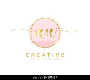AU feminine logo. Usable for Nature, Salon, Spa, Cosmetic and Beauty Logos. Flat Vector Logo Design Template Element. Stock Vector