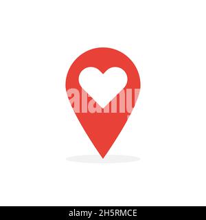 Location love marker in flat style. Vector abstract illustration Stock Vector