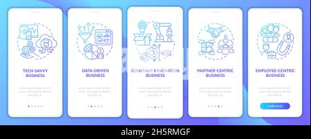 Successful business models gradient onboarding mobile app page screen Stock Vector