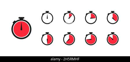 Watch, time icon, clock set isolated icon in flat style, vector illustration Stock Vector