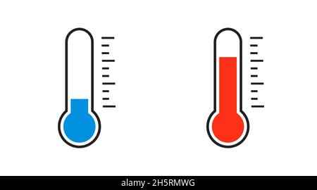 Thermometer blue and rad icon in flat. Vector logo element illustration. Stock Vector