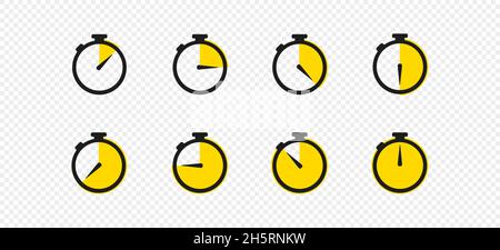 Stopwatch timer set icon vector flat design. Isolated sign symbol. Stock Vector