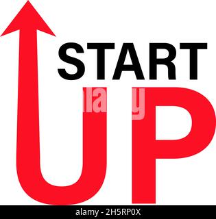 Startup text, new business project for concept design. Vector, isolated flat design. Stock Vector
