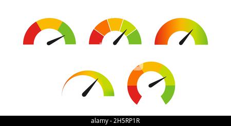 Color speedometer set icon. Flat isolated vector illustration. Stock Vector