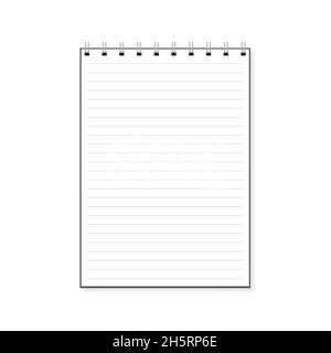 Realistic notebook, isolated on white background. Vector illustration blank mockup Stock Vector