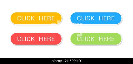 Button click here on white background in flat. Website vector icon Stock Vector