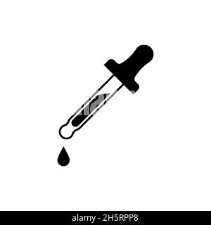 Pipette black icon for medical design.  Isolated vector illustration Stock Vector