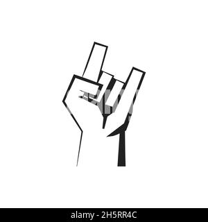 Rock hand symbol in flat style, logo illustration. Digital vector Stock Vector