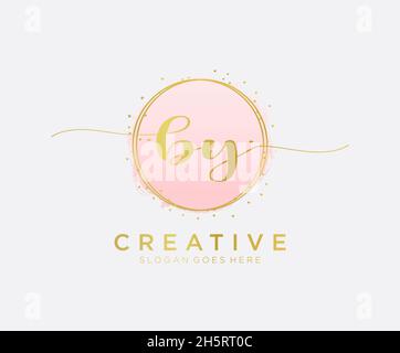 BY feminine logo. Usable for Nature, Salon, Spa, Cosmetic and Beauty Logos. Flat Vector Logo Design Template Element. Stock Vector