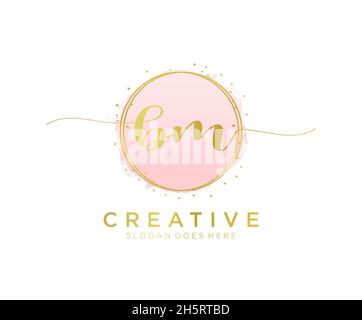 BM feminine logo. Usable for Nature, Salon, Spa, Cosmetic and Beauty Logos. Flat Vector Logo Design Template Element. Stock Vector
