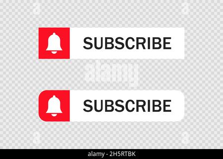 Subscribe button on transparent background in flat style. Social media concept, vector illustration web  element Stock Vector