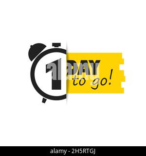 1 day to go, left countdown isolated flat icon. Vector illustration for marketing design Stock Vector