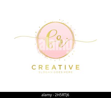 FR feminine logo. Usable for Nature, Salon, Spa, Cosmetic and Beauty Logos. Flat Vector Logo Design Template Element. Stock Vector