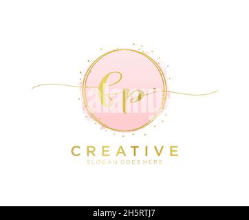 FP feminine logo. Usable for Nature, Salon, Spa, Cosmetic and Beauty Logos. Flat Vector Logo Design Template Element. Stock Vector