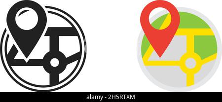 Map location pin black and flat icon. Vector marker isolated element. Stock Vector