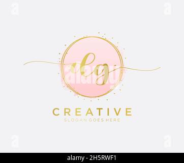 DG feminine logo. Usable for Nature, Salon, Spa, Cosmetic and Beauty Logos. Flat Vector Logo Design Template Element. Stock Vector