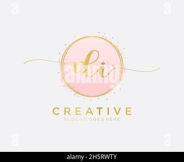 DI feminine logo. Usable for Nature, Salon, Spa, Cosmetic and Beauty Logos. Flat Vector Logo Design Template Element. Stock Vector