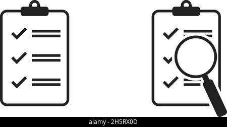 Checklist document magnifier icon vector. Isolated flat design for web design Stock Vector