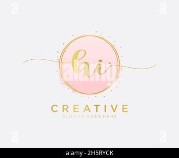 HI feminine logo. Usable for Nature, Salon, Spa, Cosmetic and Beauty Logos. Flat Vector Logo Design Template Element. Stock Vector