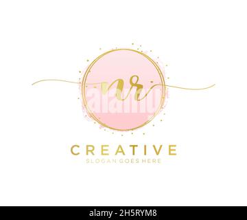 NR feminine logo. Usable for Nature, Salon, Spa, Cosmetic and Beauty Logos. Flat Vector Logo Design Template Element. Stock Vector