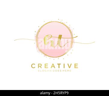 HT feminine logo. Usable for Nature, Salon, Spa, Cosmetic and Beauty Logos. Flat Vector Logo Design Template Element. Stock Vector