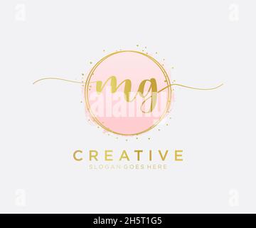 MG feminine logo. Usable for Nature, Salon, Spa, Cosmetic and Beauty Logos. Flat Vector Logo Design Template Element. Stock Vector