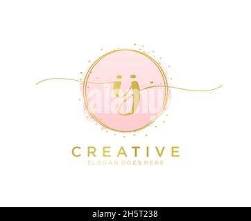 IJ feminine logo. Usable for Nature, Salon, Spa, Cosmetic and Beauty Logos. Flat Vector Logo Design Template Element. Stock Vector