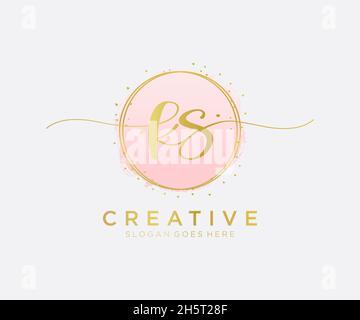 KS feminine logo. Usable for Nature, Salon, Spa, Cosmetic and Beauty Logos. Flat Vector Logo Design Template Element. Stock Vector