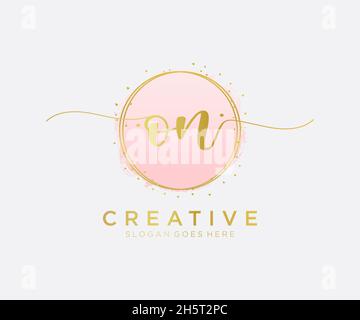 ON feminine logo. Usable for Nature, Salon, Spa, Cosmetic and Beauty Logos. Flat Vector Logo Design Template Element. Stock Vector