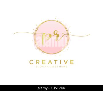 PR feminine logo. Usable for Nature, Salon, Spa, Cosmetic and Beauty Logos. Flat Vector Logo Design Template Element. Stock Vector
