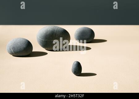 Sea pebbles composition. Trendy minimalist concept Stock Photo