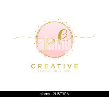 PK feminine logo. Usable for Nature, Salon, Spa, Cosmetic and Beauty Logos. Flat Vector Logo Design Template Element. Stock Vector