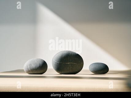 Sea pebbles composition. Trendy minimalist concept Stock Photo