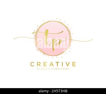 TP feminine logo. Usable for Nature, Salon, Spa, Cosmetic and Beauty Logos. Flat Vector Logo Design Template Element. Stock Vector