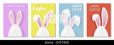 Easter cards. Easter egg shape with bunny ears silhouette Stock Vector