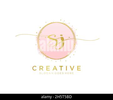 SJ feminine logo. Usable for Nature, Salon, Spa, Cosmetic and Beauty Logos. Flat Vector Logo Design Template Element. Stock Vector