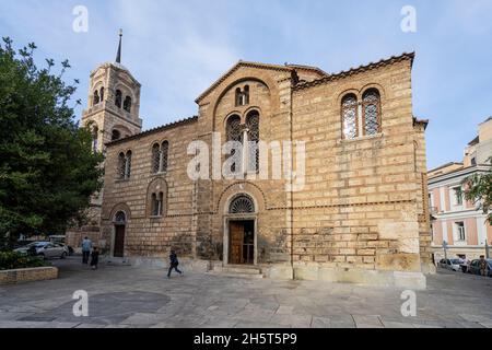 Athens, Greece. November 2021. External view of the  Sotera Lykodemos - Holy Trinity church in the city center Stock Photo