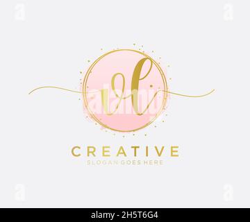 VL feminine logo. Usable for Nature, Salon, Spa, Cosmetic and Beauty Logos. Flat Vector Logo Design Template Element. Stock Vector