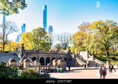 Central Park is popular in the fall season, New York City, USA Stock Photo