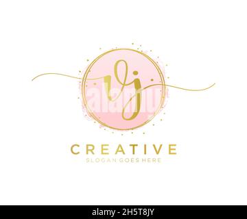 VJ feminine logo. Usable for Nature, Salon, Spa, Cosmetic and Beauty Logos. Flat Vector Logo Design Template Element. Stock Vector