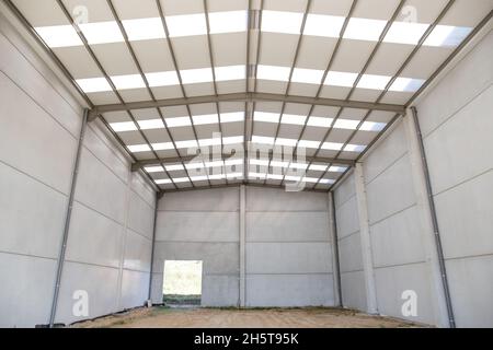 Interior view of an industrial building under construction Stock Photo