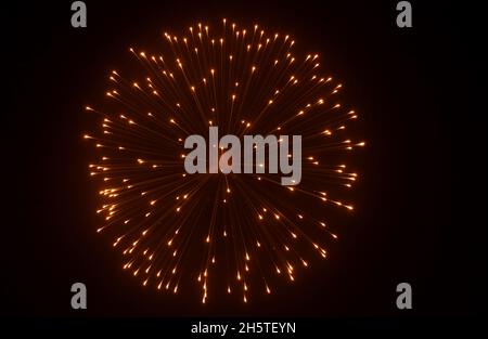 Hyderabad, Sindh, Pakistan. 9th Nov, 2021. A beautiful view of a fire works over the sky during the last day of Allama Iqbal Cricket Tournament at Niaz Stadium in Hyderabad. (Credit Image: © Jan Ali Laghari/Pacific Press via ZUMA Press Wire) Stock Photo