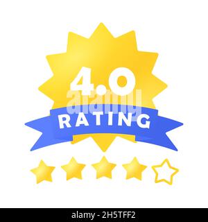 Quality rating stars. An emblem for a website or application for feedback. Isolated icon on white background. Rating system. Stock Vector