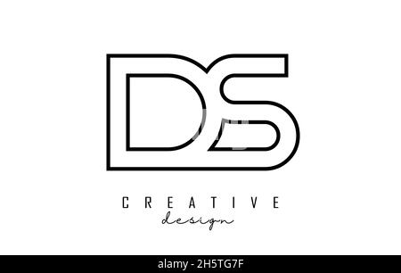 Outline DS letters logo with a minimalist design. Geometric vector ...