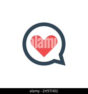 Love heart chat bubble icon. Love messsage, love conversation. Stock Vector illustration isolated on white background. Stock Vector