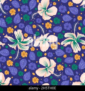 Boxlike square shaped allover seamless swatch pattern for wearable clothing, textile fabrics, mattress, divan, throw blanket etc. Sophisticated big flower shaped nature theme artwork. Stock Vector