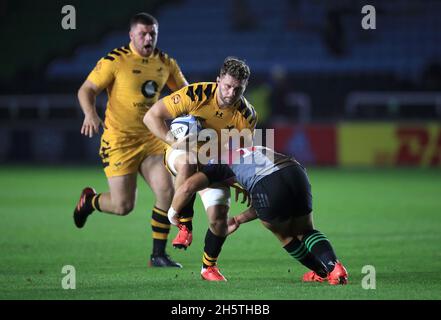 File photo dated 28-09-2020 of Wasps' Thomas Young who is set to play his first game for Wales at the Principality Stadium on Sunday - 20 years after running out in Cardiff as a mascot. Issue date: Thursday November 11, 2021. Stock Photo